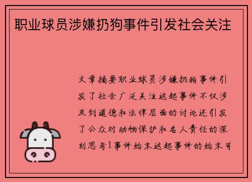 职业球员涉嫌扔狗事件引发社会关注